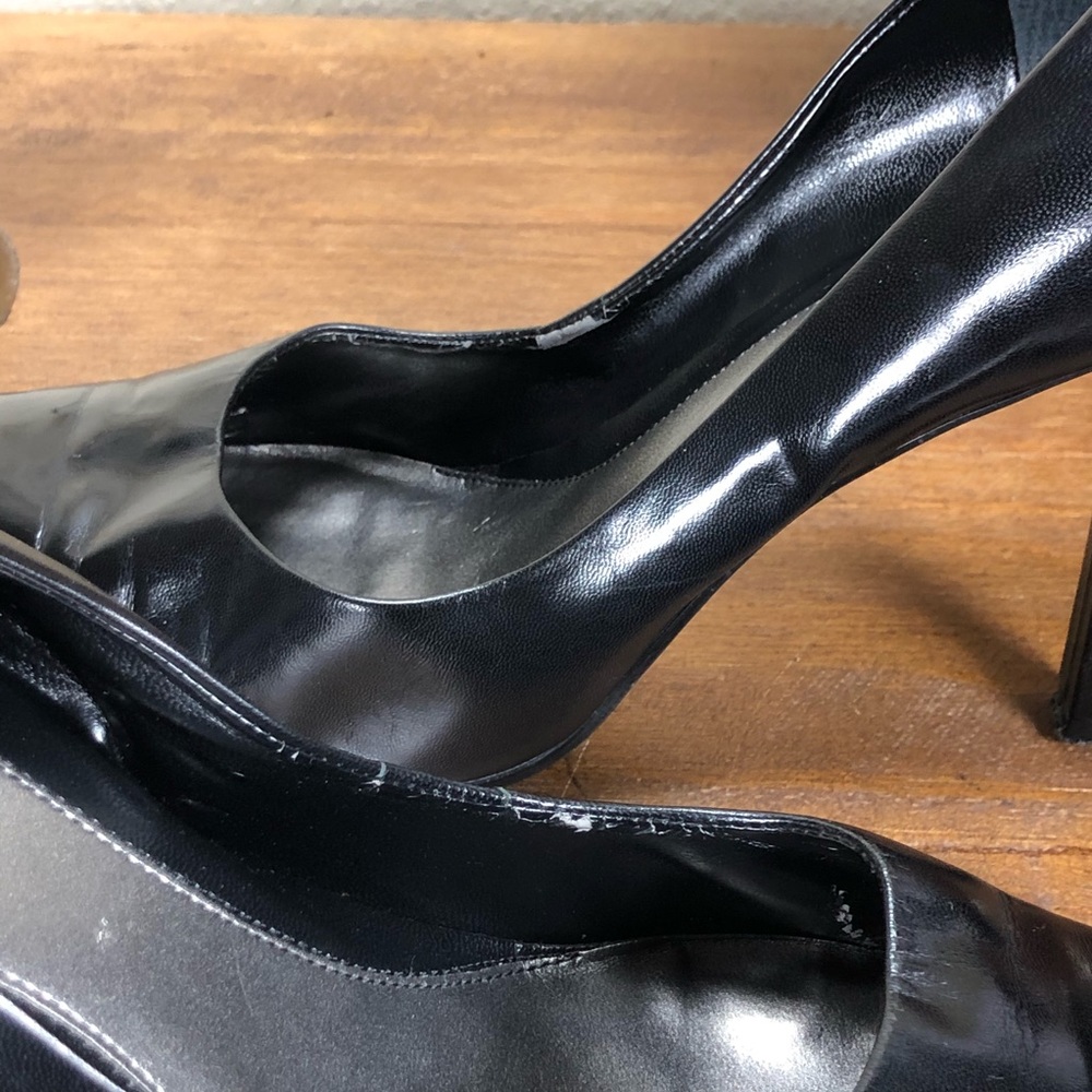 Nine West Black Leather Pointed Stiletto Heels - Picture 3 of 8